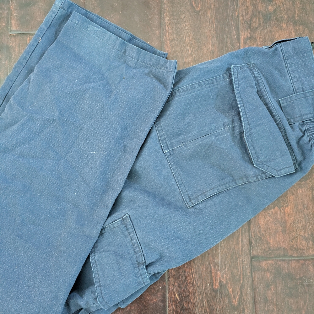Blue Straight Leg Cargo Utility Pants